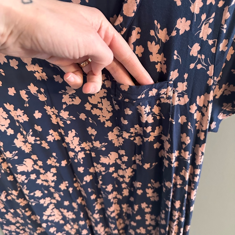 Floral Jersey Maxi Dress - Soft and Comfy - Boho, Relaxed, Lounge, t shirt dress - Picture 4 of 9